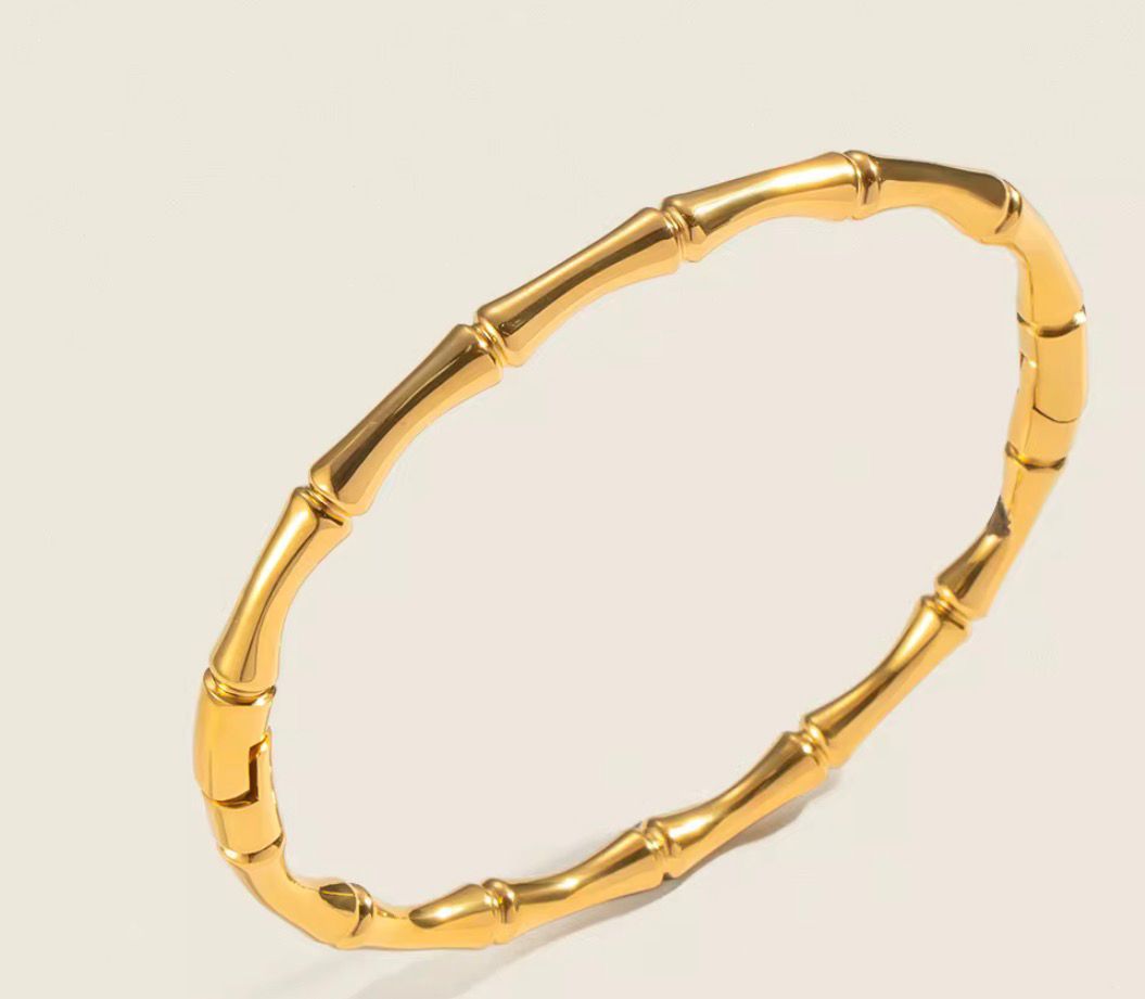 Gold Bamboo Bangle Bracelet