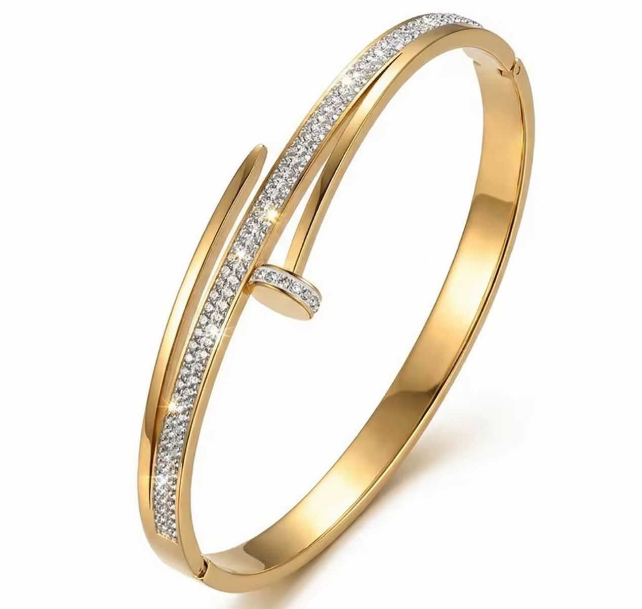 Gold Pavé Nail Bangle