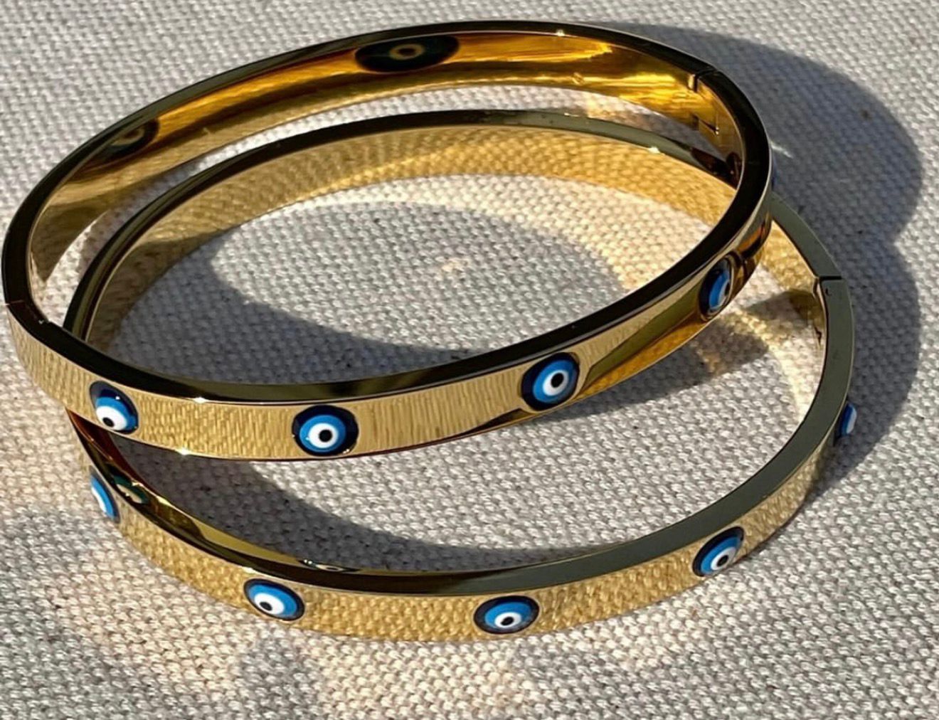 Gold Evil Eye Bangle Bracelet