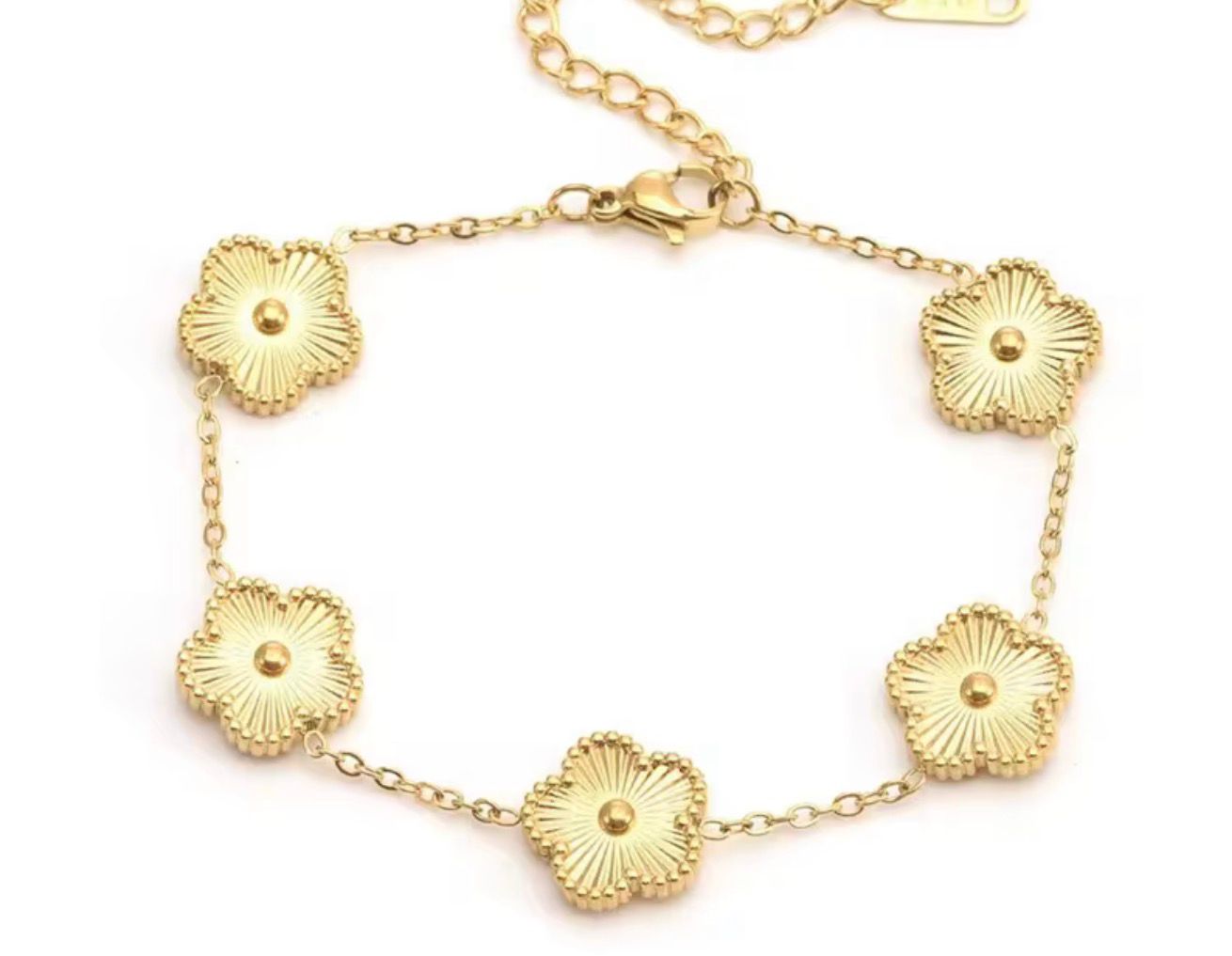 Gold Flower Station Chain Bracelet