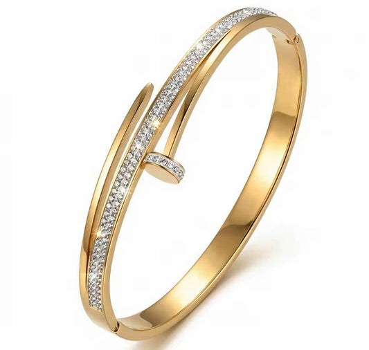Gold Pavé  Nail Bangle