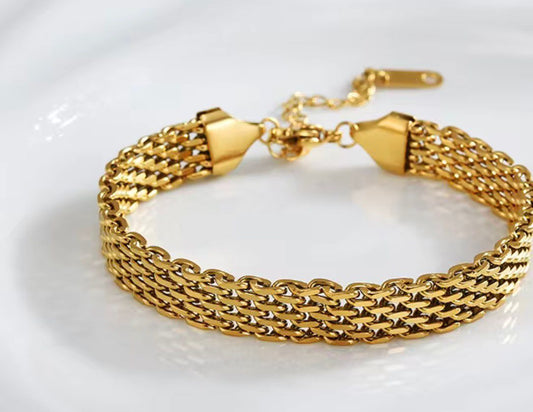 Gold Woven Chain Bracelet