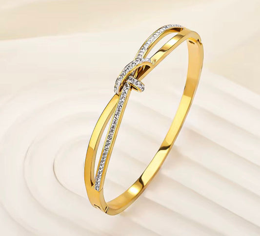 Gold Crystal Knot Bangle